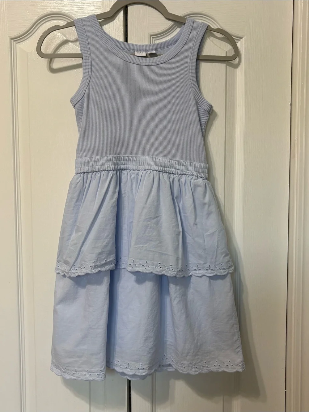 Gap Kids Girls Blue Tiered Eyelet Sleeveless Fit & Flare Dress L (10/12)